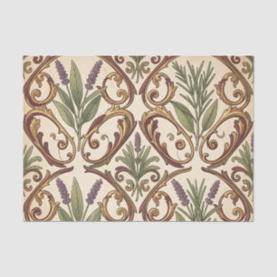 Papel De Seda Patrón de pergamino de lavanda y romero dorado