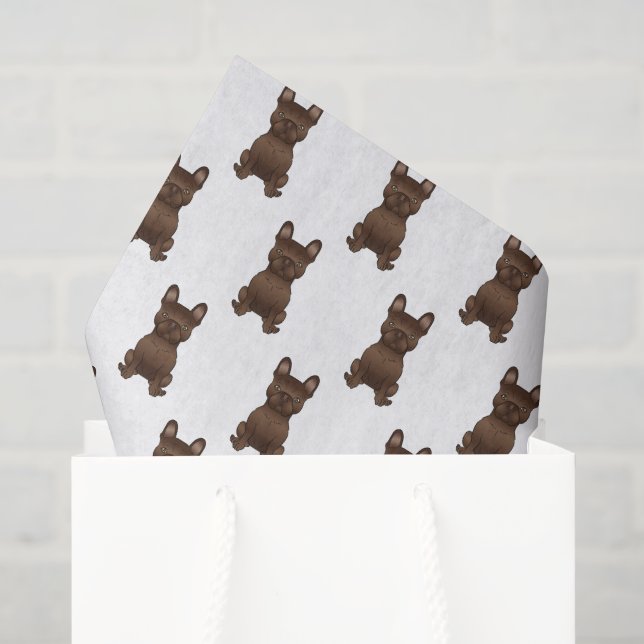 Papel De Seda Patrón de perro Bulldog Francés de chocolate (Bolsa de regalo)