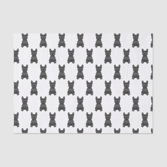 Papel De Seda Patrón de perro Bulldog Francés negro / Frenchie (Anverso)