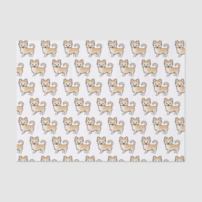Papel De Seda Patrón de perro Chihuahua de capa larga cervato (Anverso)