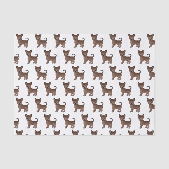 Papel De Seda Patrón de perro Chihuahua liso de chocolate (Anverso)