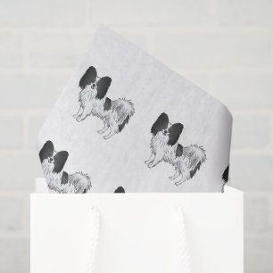 Papel De Seda Patrón De Perro Cuto De Papilón Blanco Y Negro