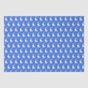 Papel De Seda Patrón de perro de Corgi corto en fondo azul