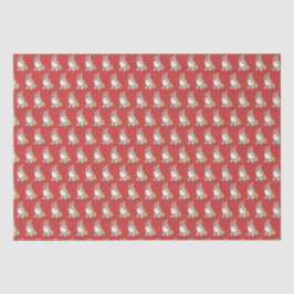 Papel De Seda Patrón de perro de Corgi corto en fondo rojo