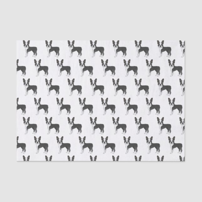 Papel De Seda Patrón de perro de dibujos animados de Boston en b (Anverso)