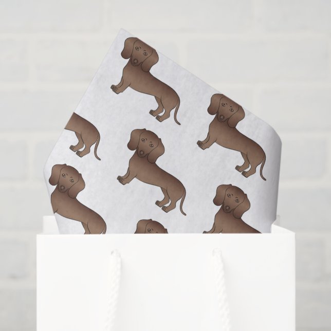 Papel De Seda Patrón de perro de dibujos animados de Dachshund d (Bolsa de regalo)