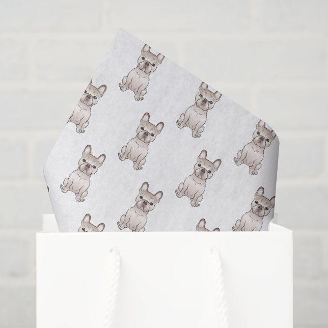 Papel De Seda Patrón de perro de dibujos animados francés crema (Bolsa de regalo)