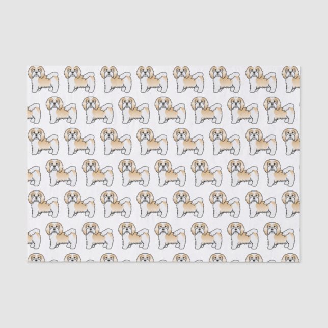 Papel De Seda Patrón de perro de dibujos animados Havanés de col (Anverso)