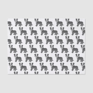 Papel De Seda Patrón de perro de dibujos animados Staffie blanco