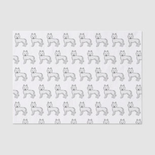 Papel De Seda Patrón de perro lindo Husky Siberiano Blanco