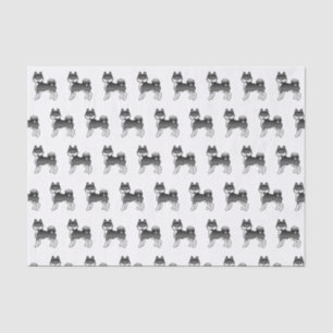 Papel De Seda Patrón de perro lindo Klee Kai de Alaska en blanco