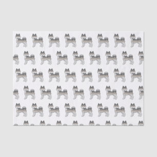 Papel De Seda Patrón de perro lindo Klee Kai de Alaska gris y bl