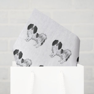 Papel De Seda Patrón de perros de dibujos animados Phalène en bl