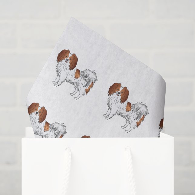 Papel De Seda Patrón de Perros de Dibujos Animados Phalène Rojos (Bolsa de regalo)