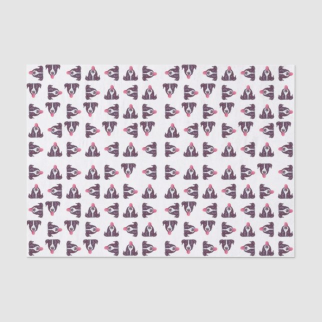Papel De Seda Patrón de perros graciosos y adorables (Anverso)