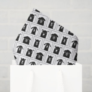 Papel De Seda Patrón de perros lindos en blanco y negro