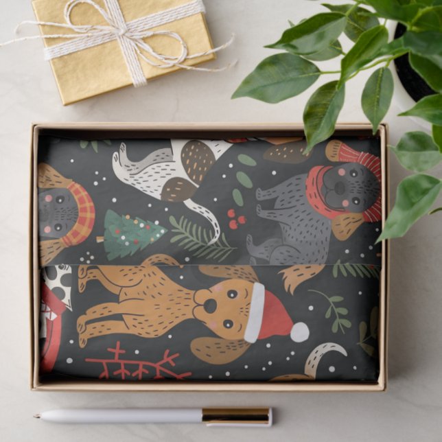 Papel De Seda Patrón de perros navidades (Regalo )