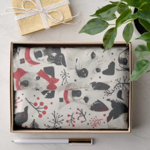 Papel De Seda Patrón de perros Navidades coloridos