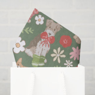 Papel De Seda Patrón de perros navideños lindos