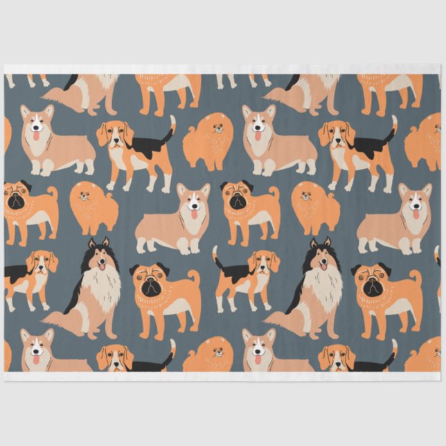 Papel De Seda Patrón de perros pequeños #02 (Anverso)