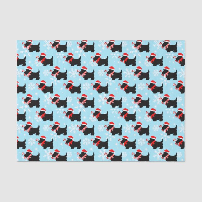 Papel De Seda Patrón de perros Scottie de Navidad (Anverso)
