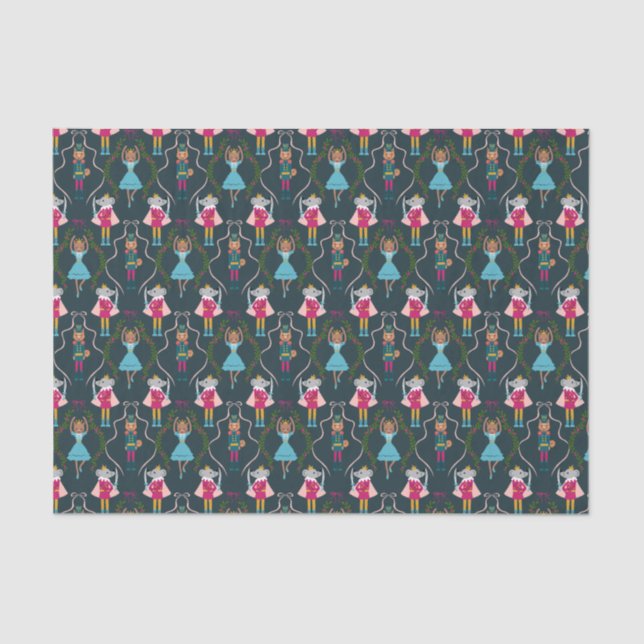 Papel De Seda Patrón de petardos de Navidades verdes (Anverso)