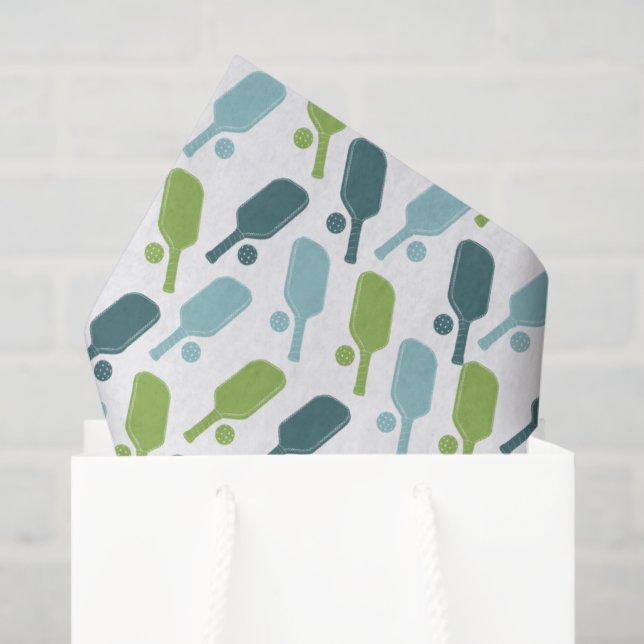 Papel De Seda Patrón de Pickleball Verde y Azul (Bolsa de regalo)