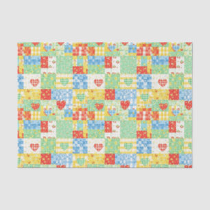 Papel De Seda Patrón de picnic de patchwork floral pastel