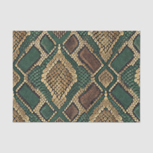 Papel De Seda Patrón de piel de serpiente verde y dorado - Estam