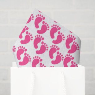 Papel De Seda Patrón de pies de bebé en baldosas rosadas lindas