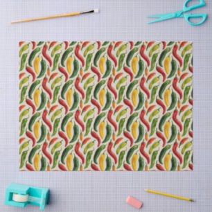 Papel De Seda Patrón de Pimiento en Acuarela
