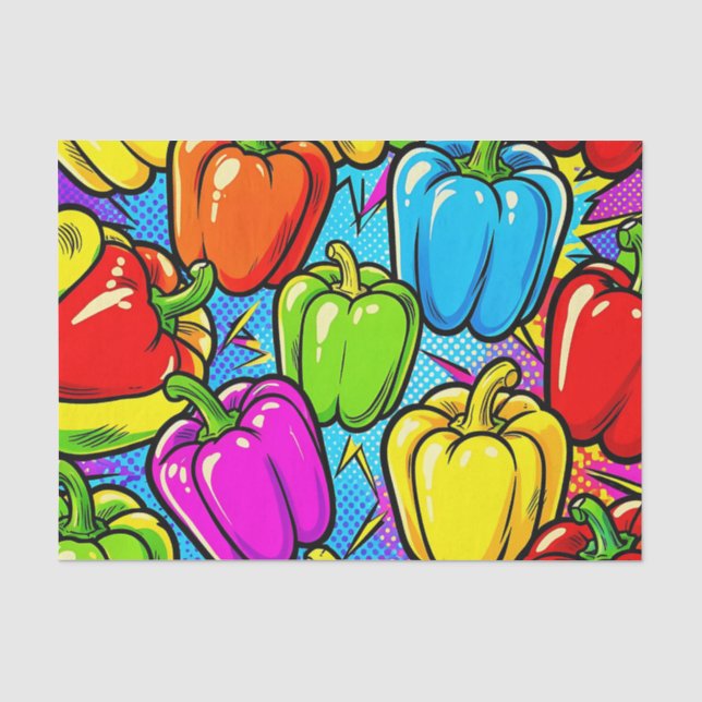 Papel De Seda Patrón de pimientos pop art (Anverso)
