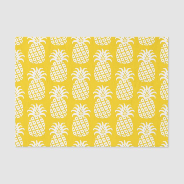 Papel De Seda Patrón de piña Amarillo y Blanco (Anverso)