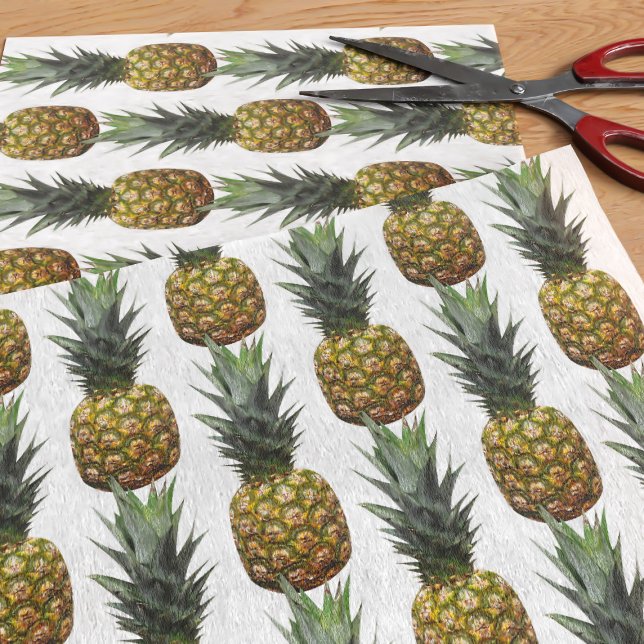 Papel De Seda Patrón de piña tropical Blanco (🍍 Great for summer gifts and crafting 🍍)