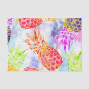 Papel De Seda Patrón de Piña Tropical Decoupage Acuarela