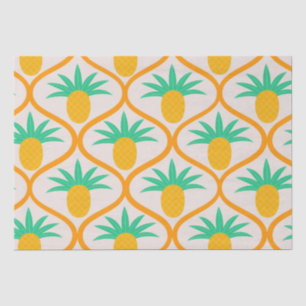 Papel De Seda Patrón de Piña Tropical sobre Ogee Naranja