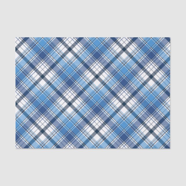 Papel De Seda Patrón de pinza azul y blanco clásico (Anverso)