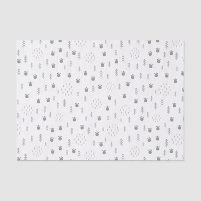 Papel De Seda Patrón de pista de animales de Woodland (Anverso)