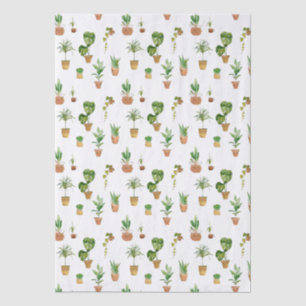 Papel De Seda Patrón de plantas de interior en macetas al aguare