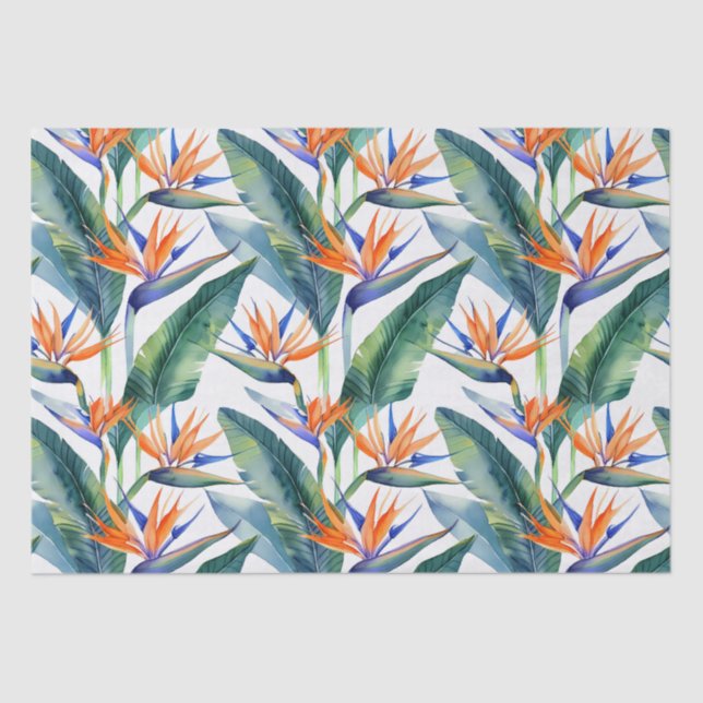 Papel De Seda Patrón de plantas tropicales y flores (Anverso)
