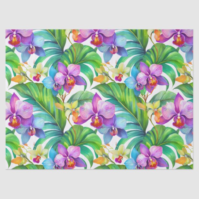 Papel De Seda Patrón de plantas tropicales y flores (Anverso)