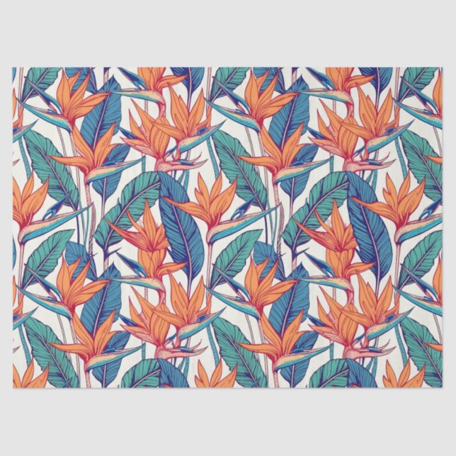 Papel De Seda Patrón de plantas tropicales y flores (Anverso)