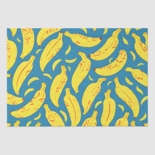 Papel De Seda Patrón de plátano amarillo tropical descascarillad (Anverso)