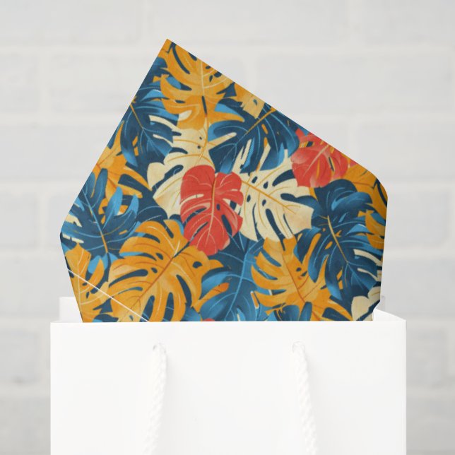 Papel De Seda Patrón de playa de hoja tropical lindo  (Bolsa de regalo)