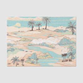 Papel De Seda Patrón de playa vintage pastel