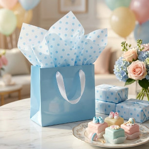 Papel De Seda Patrón de Polkadots Azules Bebés Sencillos En Blan