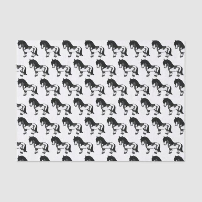 Papel De Seda Patrón de pony de dibujos animados Shetland Pinto  (Anverso)