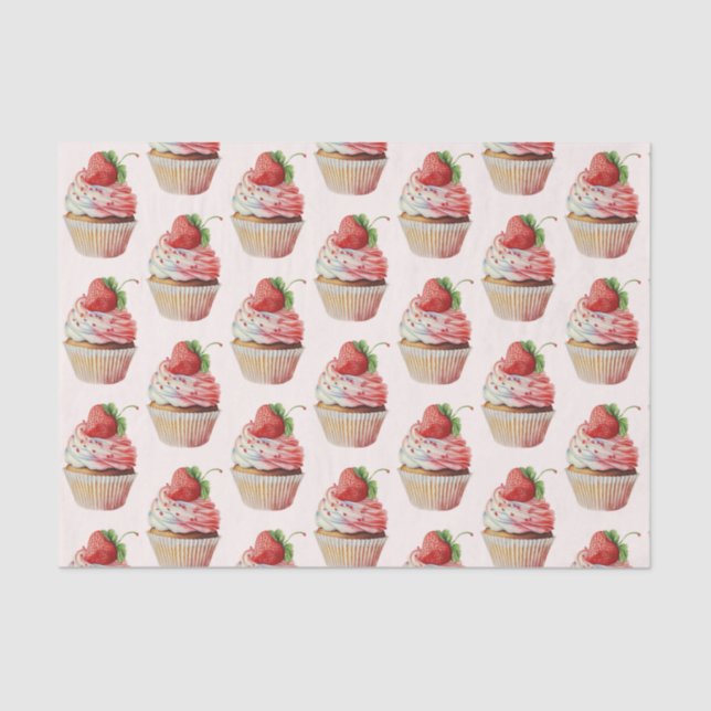 Papel De Seda Patrón de postre dulce de fresa (Anverso)