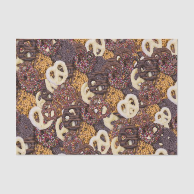 Papel De Seda Patrón de Pretzels de Chocolate (Anverso)