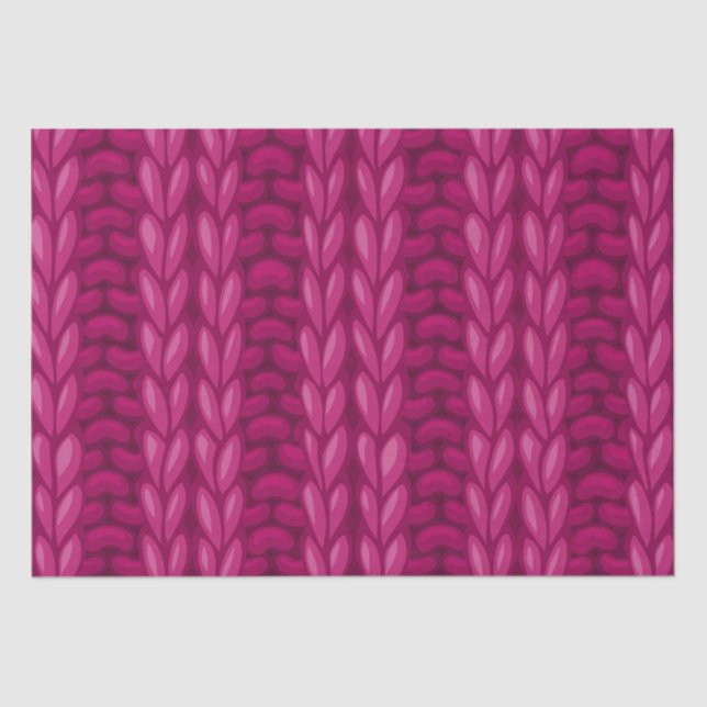 Papel De Seda Patrón de punto de invierno rosa oscuro (Anverso)